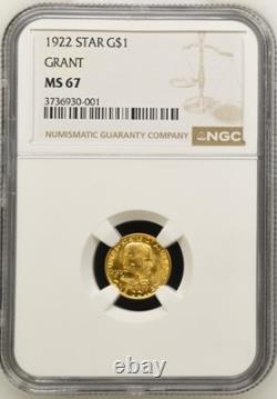1922 G$1 Grant Star NGC MS67 CAC withPhotoVision Classic Gold Commemorative