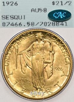 1926 $2.50 PCGS AU58 CAC Rattler OGH Gold Sesquicentennial Commemorative