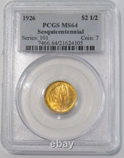 1926 Gold $2.5 America Sesquicentennial Commemorative Pcgs Mint State 64