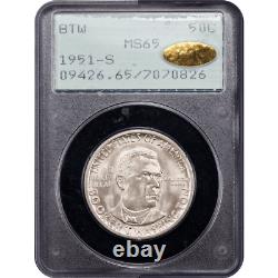 1946-D Booker T Washington (BTW) Commem Half Rattler PCGS MS65 Gold CAC