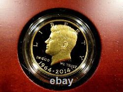 1964-2014 W. 9999 0.7500 Troy Oz 50th Anniversary Kennedy 1/2 $ Gold Pf Coin