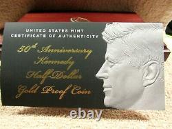 1964-2014 W. 9999 0.7500 Troy Oz 50th Anniversary Kennedy 1/2 $ Gold Pf Coin