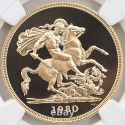 1980 Great Britain Elizabeth II Sovereign 5Pounds Gold Proof Coin NGC PF 69 UC