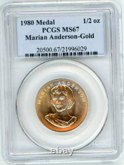 1980 MARIAN ANDERSON 1/2 Oz. COMMEMORATIVE GOLD MEDAL AMERICAN ARTS PCGS MS67
