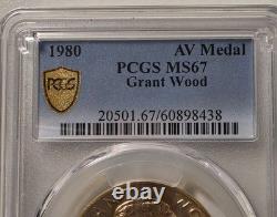 1980 U. S. Mint 1 oz Gold Coin-Commemorative Arts Medal Grant Wood PCGS MS67