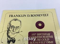 1982 International Monetary Mint 24K Gold Mini Roosevelt Dime COA FDR Card