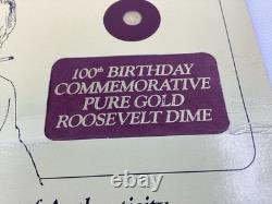 1982 International Monetary Mint 24K Gold Mini Roosevelt Dime COA FDR Card