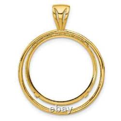 1982-Now US $5 Commemorative Prong Set Double Circle Coin Bezel in 14k Gold FN
