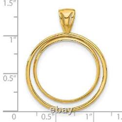 1982-Now US $5 Commemorative Prong Set Double Circle Coin Bezel in 14k Gold FN