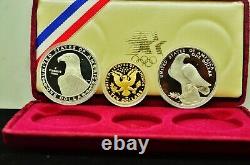 1983-1984 Olympic Commemorative 3 Coin Set Proof Ogp $10 Gold 2 Silver Dollars