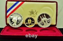 1983-1984 Olympics Commemorative 3 Coin Set Proof OGP $10 Gold & Two $1 Silver
