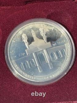 1983 1984 US Mint Olympic 3 Coin Proof Set $10 Gold & Two Silver Dollars COA