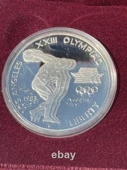 1983 1984 US Mint Olympic 3 Coin Proof Set $10 Gold & Two Silver Dollars COA