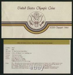 1984 S US Mint Los Angeles OLYMPICS $10 GOLD Proof Coin with Olympics Box & COA