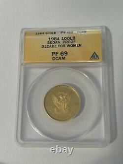 1984 Sudan 100LB Pound Gold Coin ANACS PF69DCAM PF-69DCAM Decade Women LOW MINTA