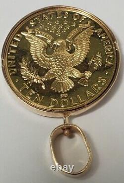 1984-W Proof Olympic Commemorative $10 Gold Coin with 14k Gold Bezel