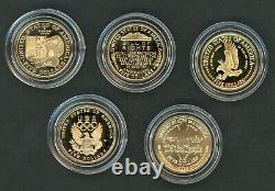 1986-1993 Lot Of 5 Different Commemorative $5 Gold Coins Unc Proff Ak 10/3 A