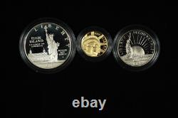 1986 3pc. Statue of Liberty Gold and Silver Proof Comm. Set. WithOGP. 2457oz AGW