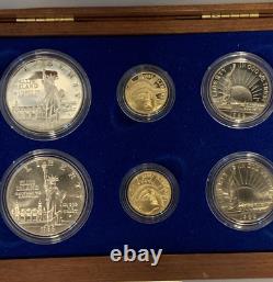 1986 Liberty Coin Set of 6 Proof and Business Gold $5/Silver Dollar/Half Dollar