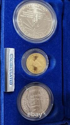 1986 Set Statue of Liberty 3 Coins Clad Half Silver 1 Gold 5 MS with OGP