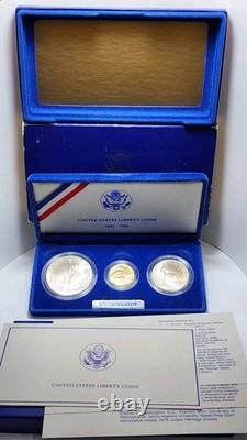 1986 Set Statue of Liberty 3 Coins Clad Half Silver 1 Gold 5 MS with OGP G2U