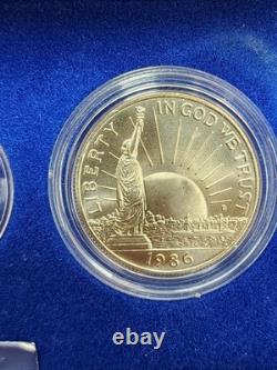1986 Set Statue of Liberty 3 Coins Clad Half Silver 1 Gold 5 MS with OGP G2U