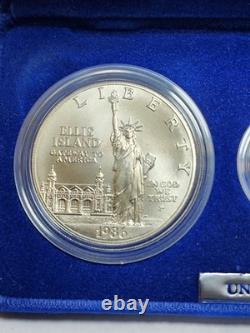 1986 Set Statue of Liberty 3 Coins Clad Half Silver 1 Gold 5 MS with OGP G2U
