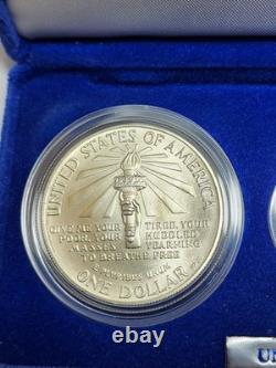 1986 Set Statue of Liberty 3 Coins Clad Half Silver 1 Gold 5 MS with OGP G2U