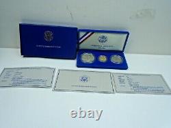 1986 Statue Of Liberty 3 Coin Set $5 Gold West Point, $1 Silver, 50c Proof & COA