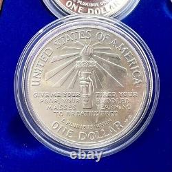 1986 Statue Of Liberty Ellis Island Com Proof & Unc. 6 Coin Silver & Gold Set