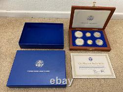 1986 Statue Of Liberty Ellis Island Proof & UNC 6 Coin Silver & Gold Set, COA