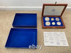 1986 Statue Of Liberty Ellis Island Proof & UNC 6 Coin Silver & Gold Set, COA