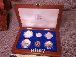 1986 Statue Of Liberty Ellis Island Proof & UNC 6 Coin Silver & Gold Set, COA