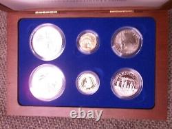 1986 Statue Of Liberty Ellis Island Proof & UNC 6 Coin Silver & Gold Set, COA