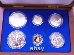 1986 Statue Of Liberty Ellis Island Proof & UNC 6 Coin Silver & Gold Set, COA