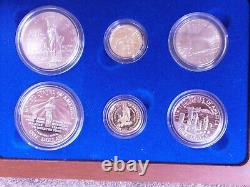 1986 Statue Of Liberty Ellis Island Proof & UNC 6 Coin Silver & Gold Set, COA