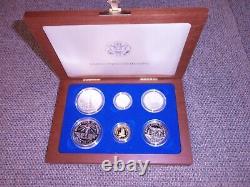 1986 Statue Of Liberty Ellis Island Proof & UNC 6 Coin Silver & Gold Set, COA