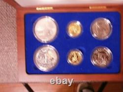 1986 Statue Of Liberty Ellis Island Proof & UNC 6 Coin Silver & Gold Set, COA