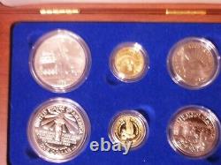 1986 Statue Of Liberty Ellis Island Proof & UNC 6 Coin Silver & Gold Set, COA