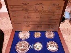 1986 Statue Of Liberty Ellis Island Proof & UNC 6 Coin Silver & Gold Set, COA