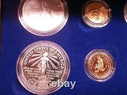 1986 Statue Of Liberty Ellis Island Proof & UNC 6 Coin Silver & Gold Set, COA