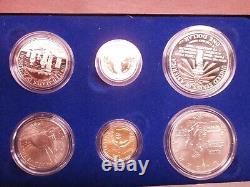 1986 Statue Of Liberty Ellis Island Proof & UNC 6 Coin Silver & Gold Set, COA