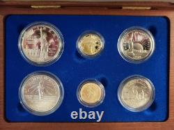 1986 Statue Of Liberty Ellis Island Proof & UNC 6 Coin Silver & Gold Set withCOA