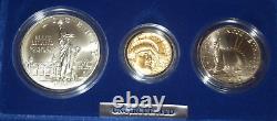 1986 Statue of Liberty 3 Coin Gold & Silver Uncirculated Set