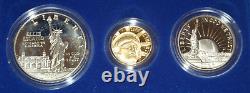 1986 Statue of Liberty 3 Coin Proof Set Gold & Two Silver