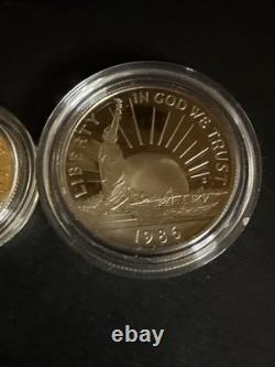 1986 Statue of Liberty Commemorative 3-Coin Set Proof- 50C, $1, $5 Gold