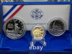 1986 Statue of Liberty Commemorative Proof Set (3 Coin) Silver & Gold ECC&C, Inc