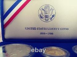 1986 Statue of Liberty US Mint Silver and Gold three coin Proof set