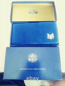 1986 Statue of Liberty US Mint Silver and Gold three coin Proof set