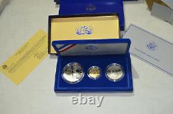 1986 US Liberty Comm 6 Coin Set 2 Silver Dollars, 2 Gold $5 Proof COA/WoodBox